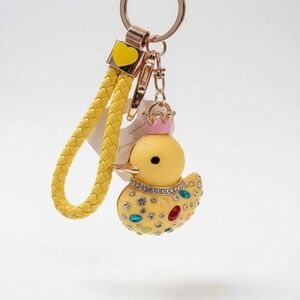 Yellow Bling Princess Duck Bag Charm with Rhinestones